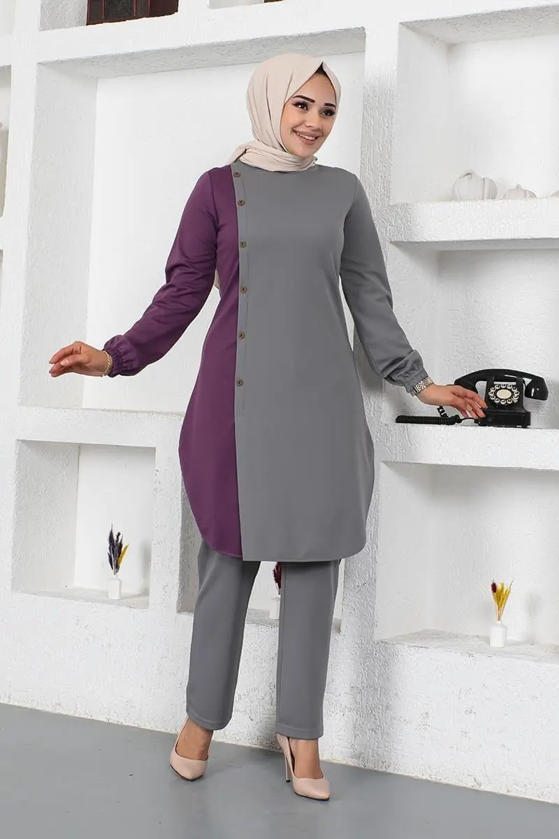 Buttoned Two-tone Suit-detail