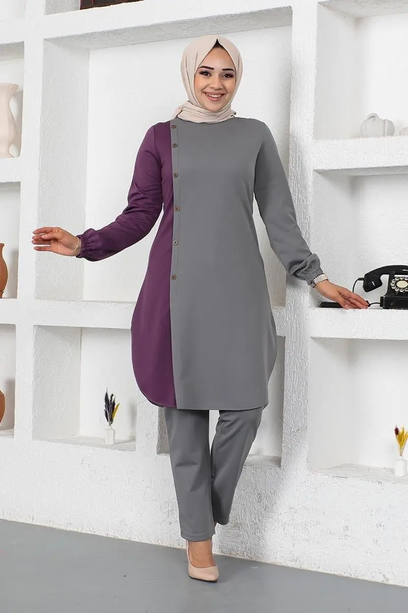 Buttoned Two-tone Suit-detail