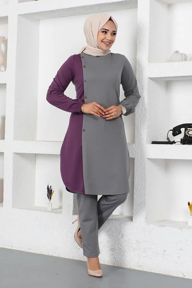 Buttoned Two-tone Suit-detail