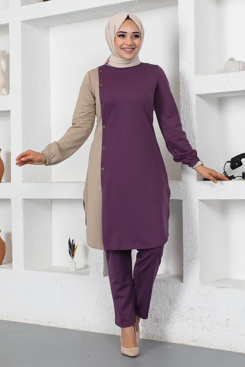 Buttoned Two-tone Suit-detail