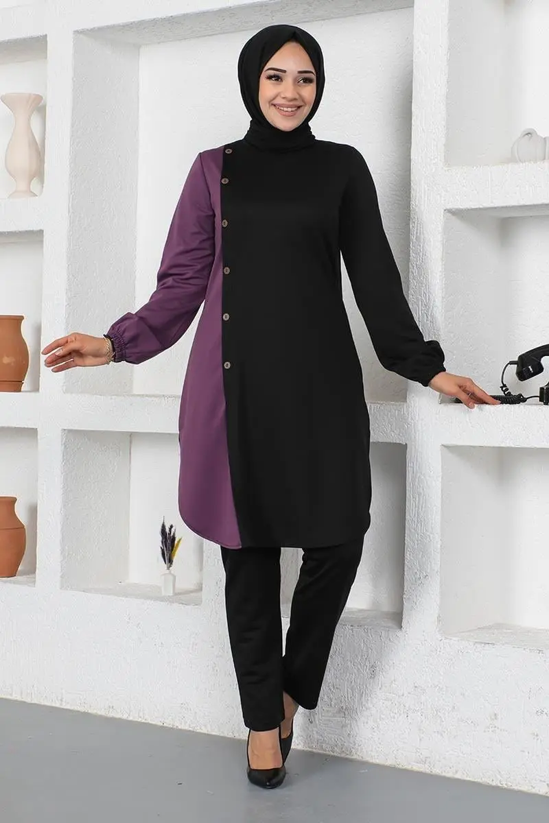 Buttoned Two-tone Suit-detail