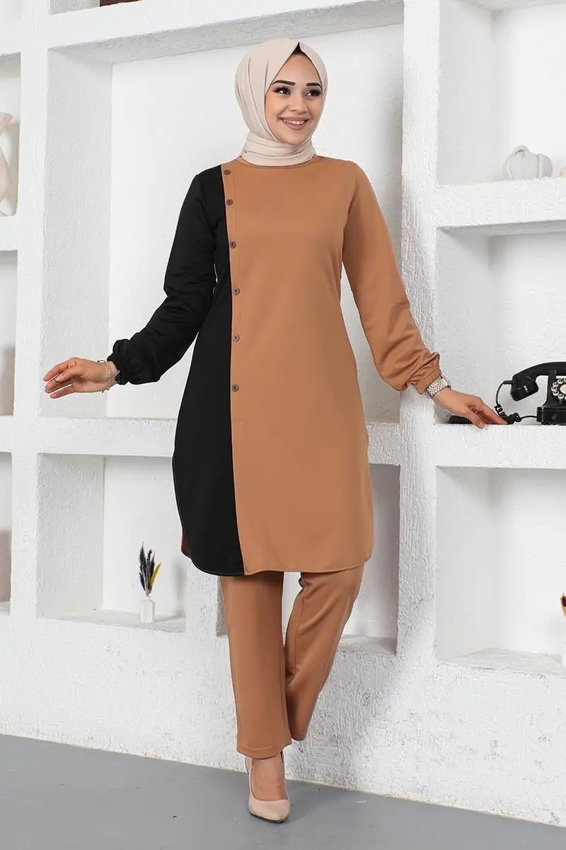 Buttoned Two-tone Suit-detail