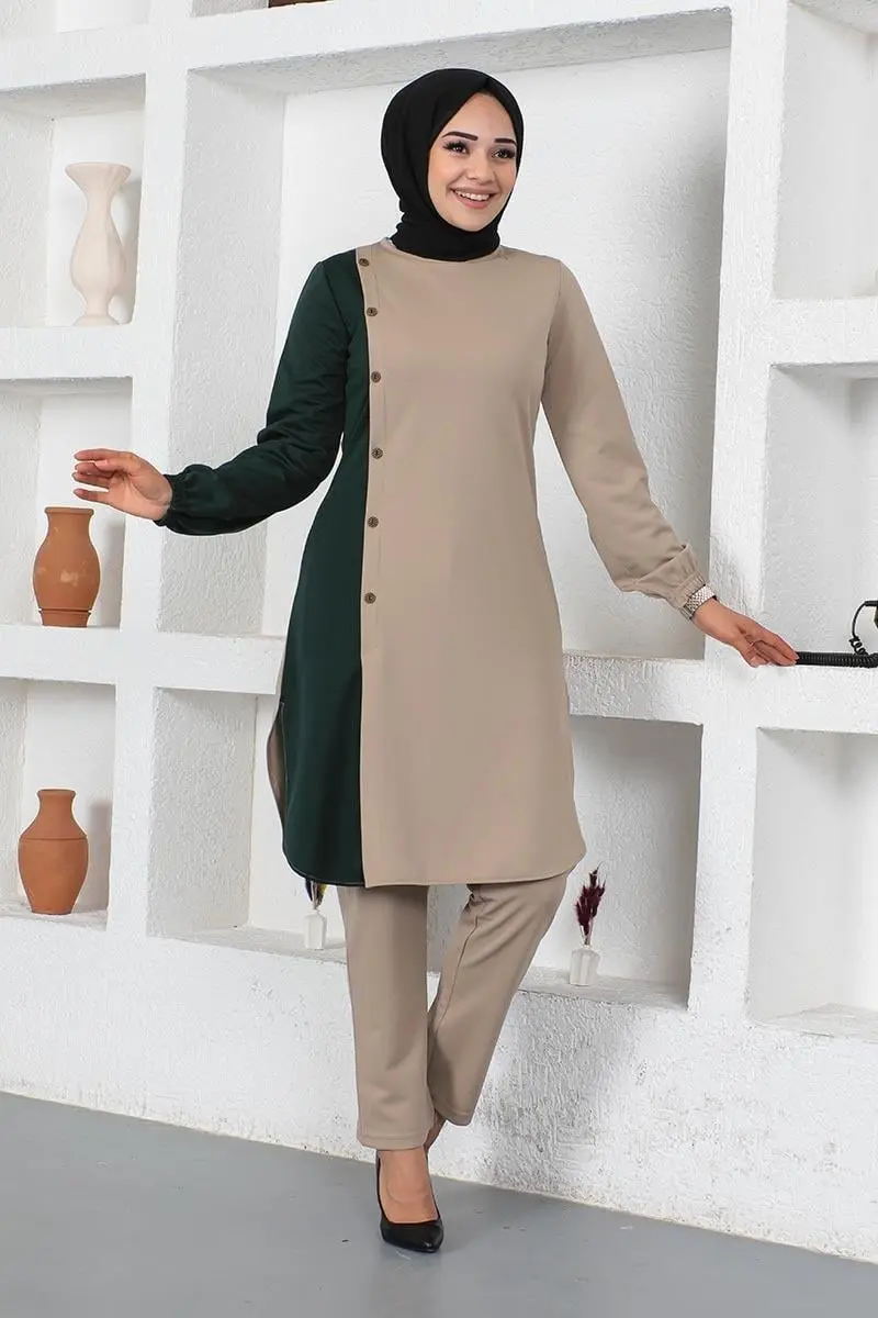 Buttoned Two-tone Suit-detail