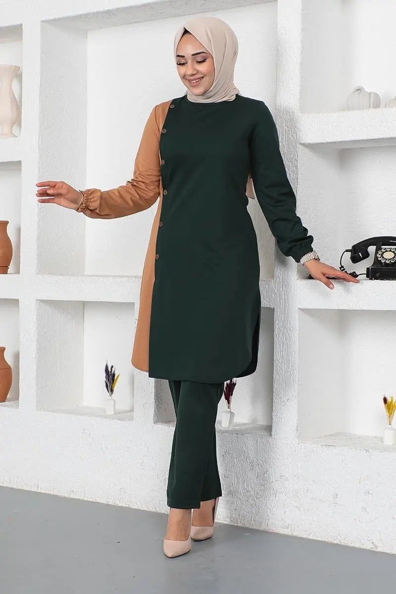 Buttoned Two-tone Suit-detail