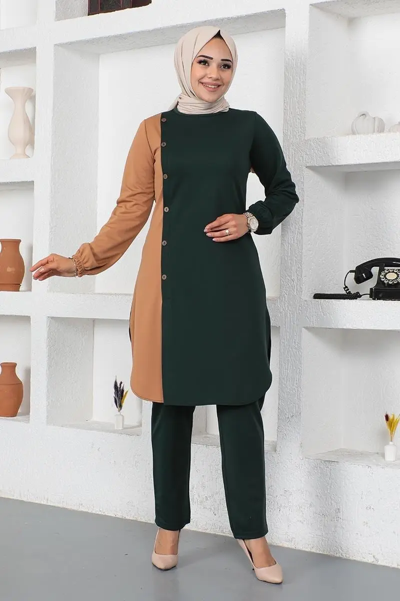 Buttoned Two-tone Suit-detail