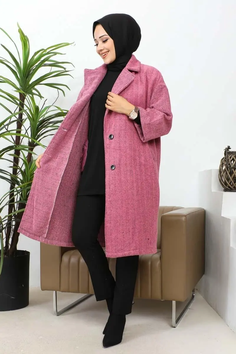 Düğmeli Kaşe Kaban-detail