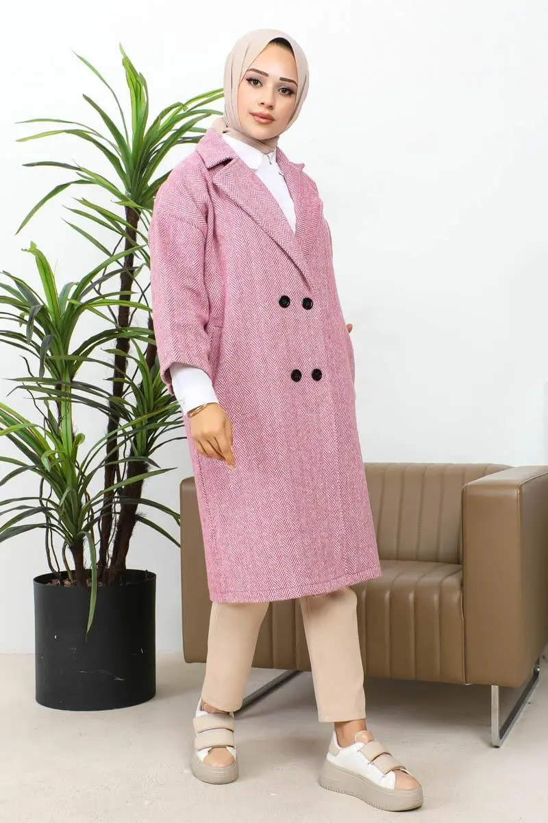 Düğmeli Kaşe Kaban-detail