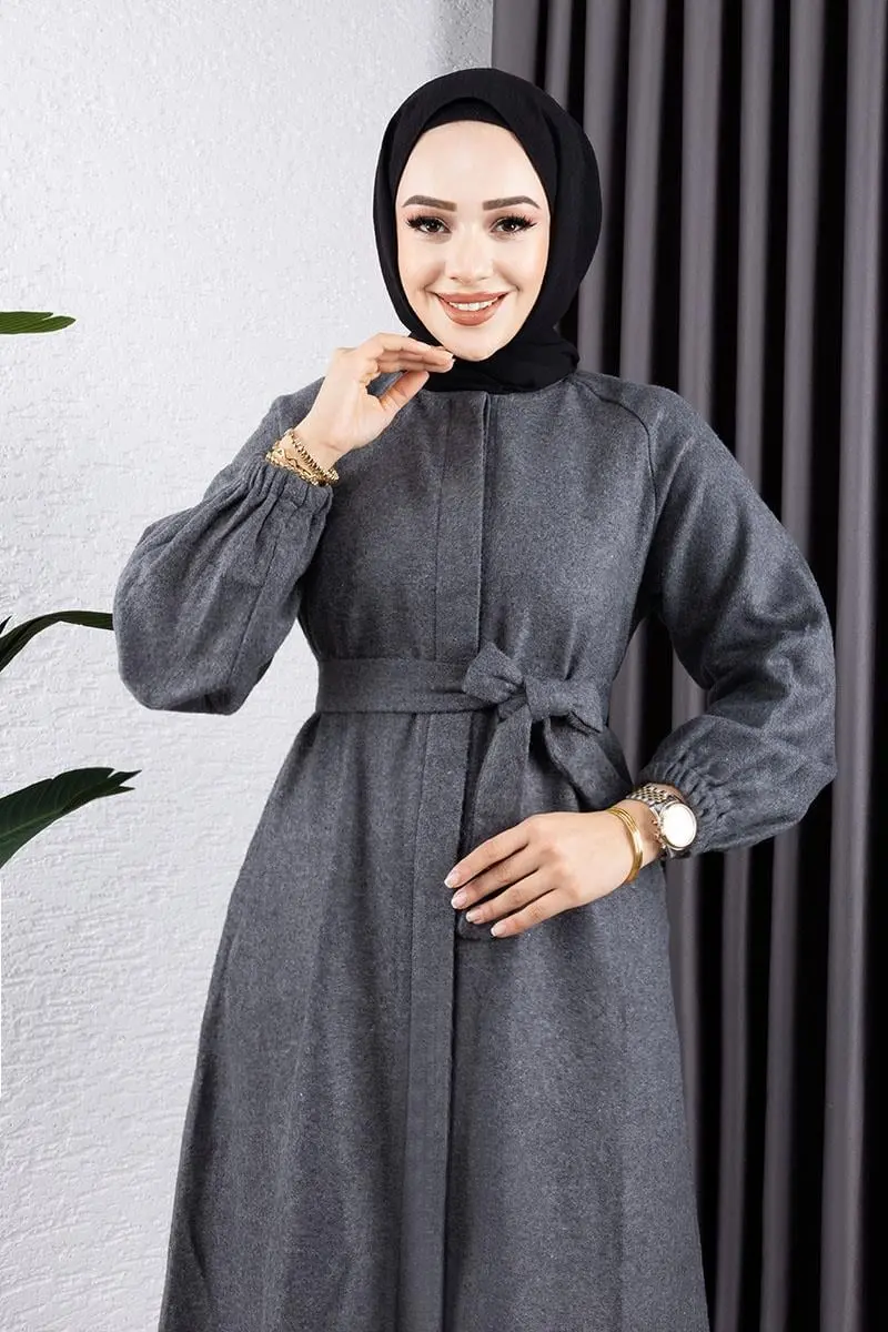 Düğmeli Kaşe Kap Antrasit-detail