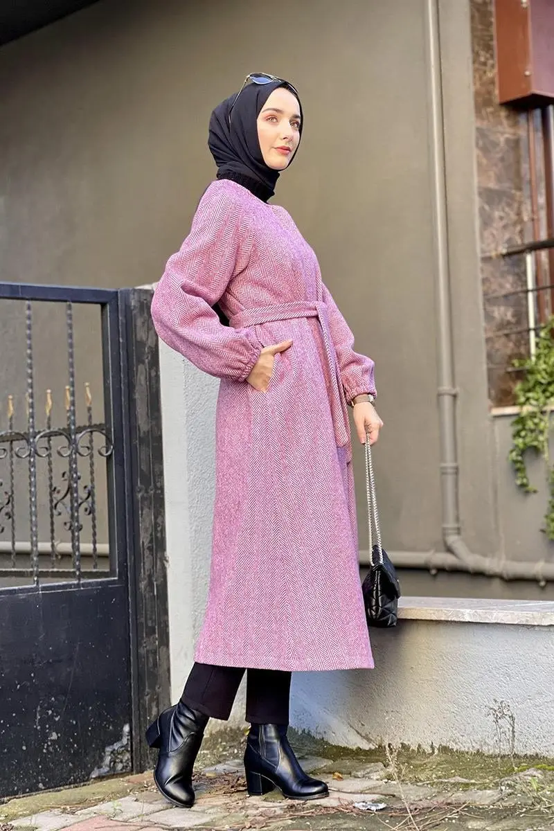 Düğmeli Kaşe Kap Pudra-detail