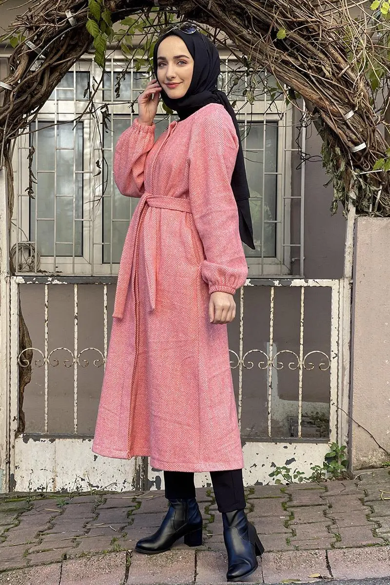 Düğmeli Kaşe Kap Somon-detail