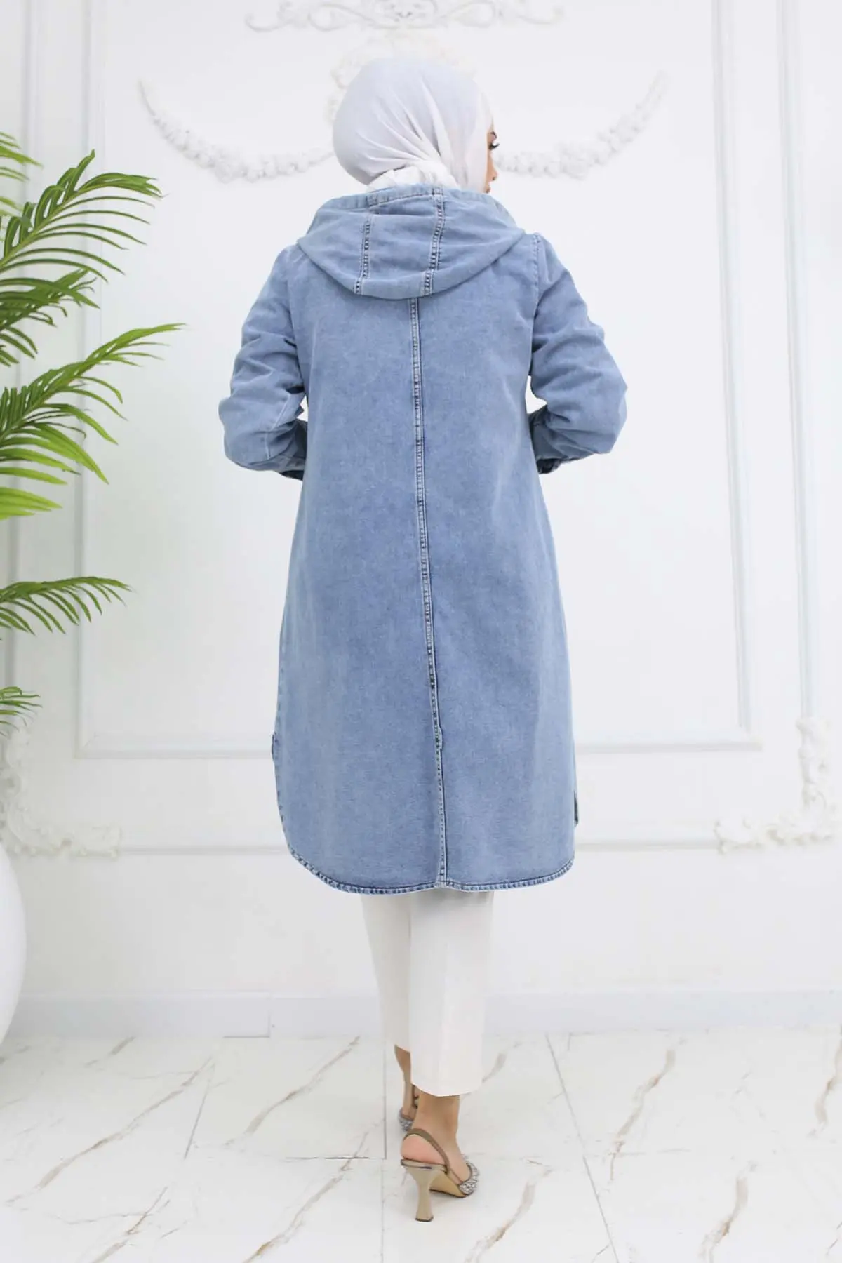 Düğmeli Kot Kap Mavi-detail