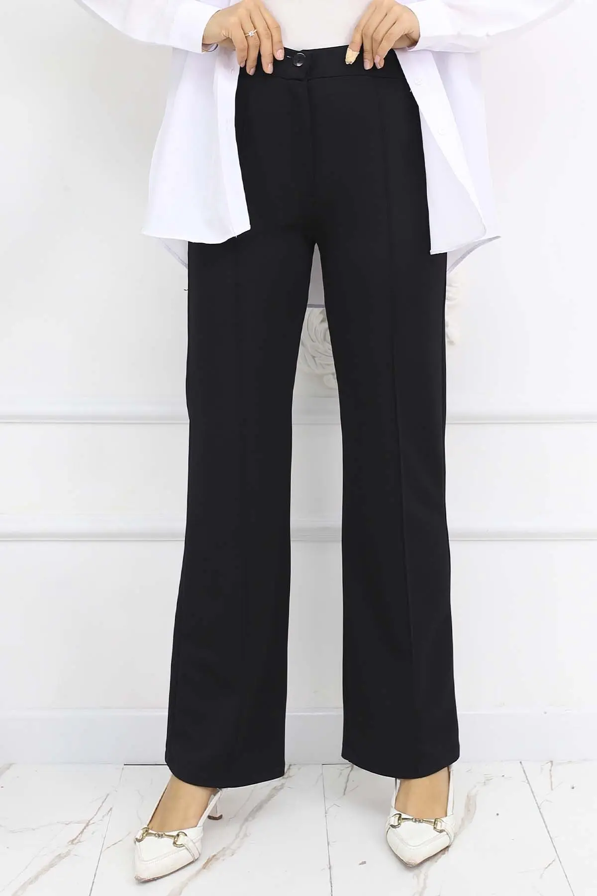 Buttoned Palazzo Trousers