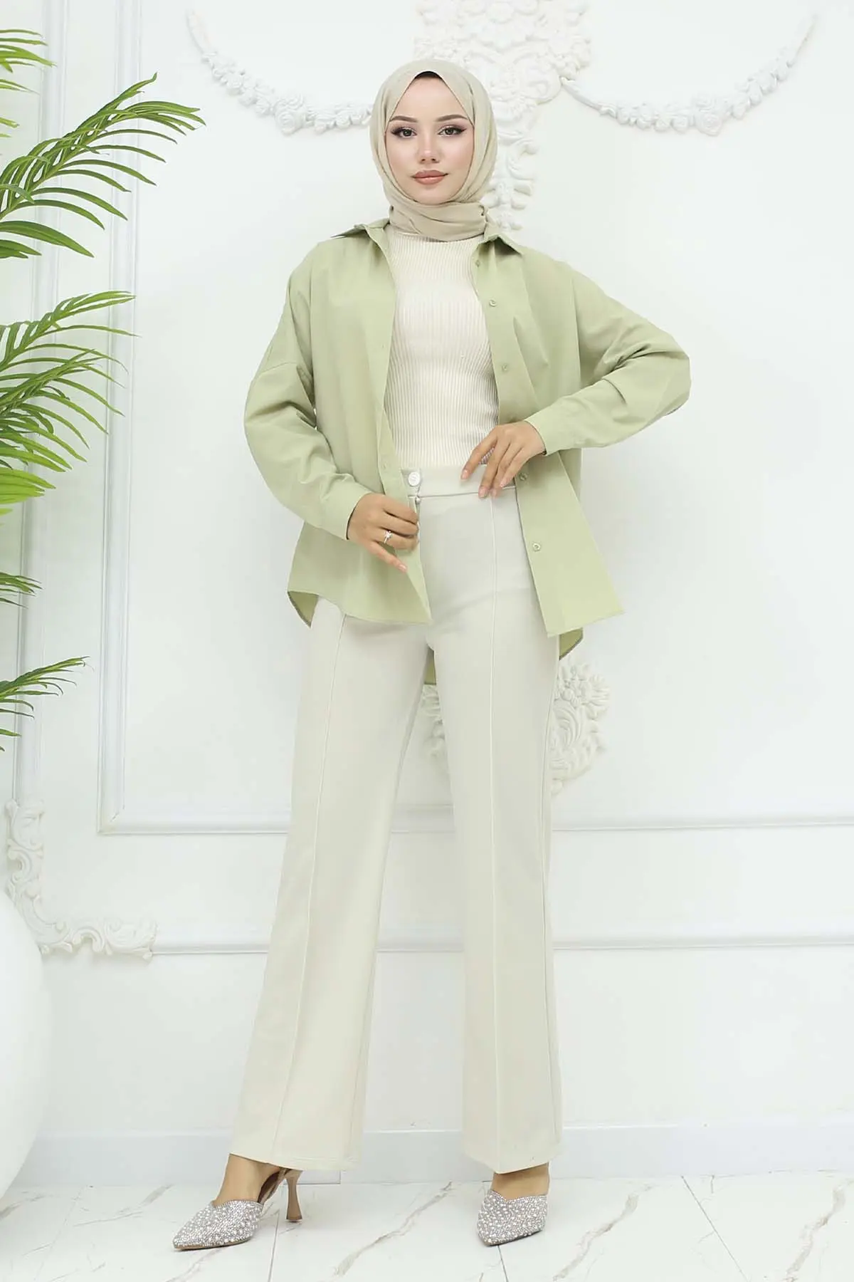 Düğmeli Palazzo Pantolon-detail