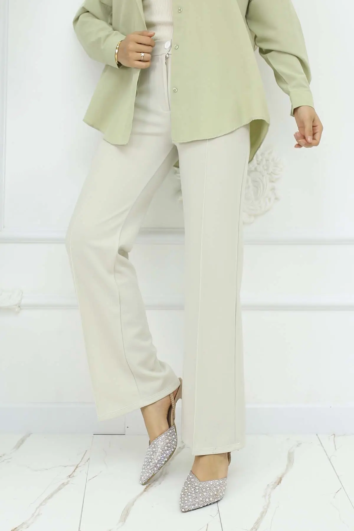 Düğmeli Palazzo Pantolon-detail