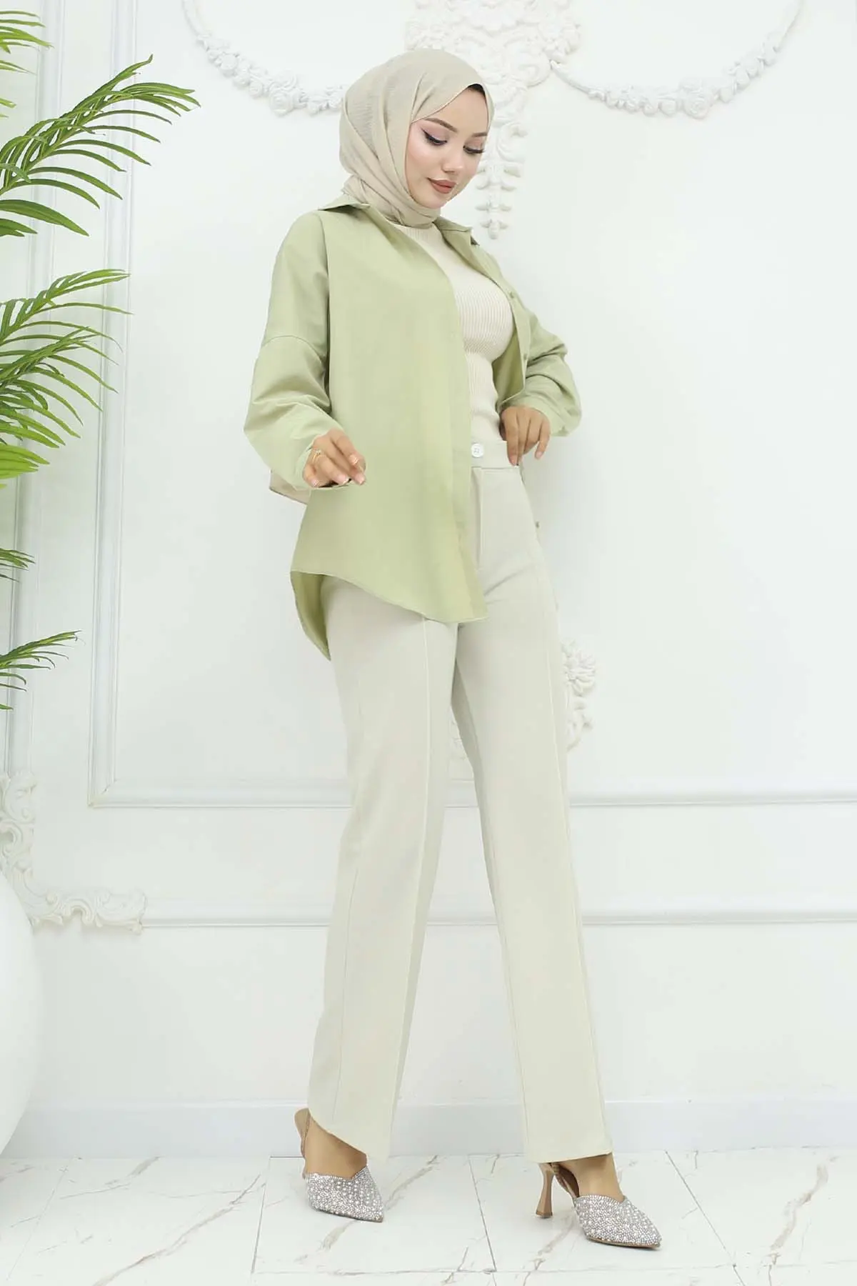 Düğmeli Palazzo Pantolon-detail