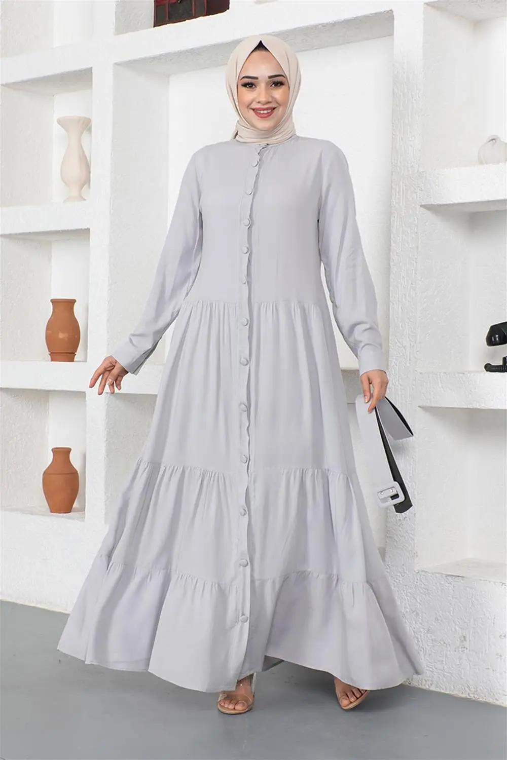 Buttoned Hijab Dress-detail