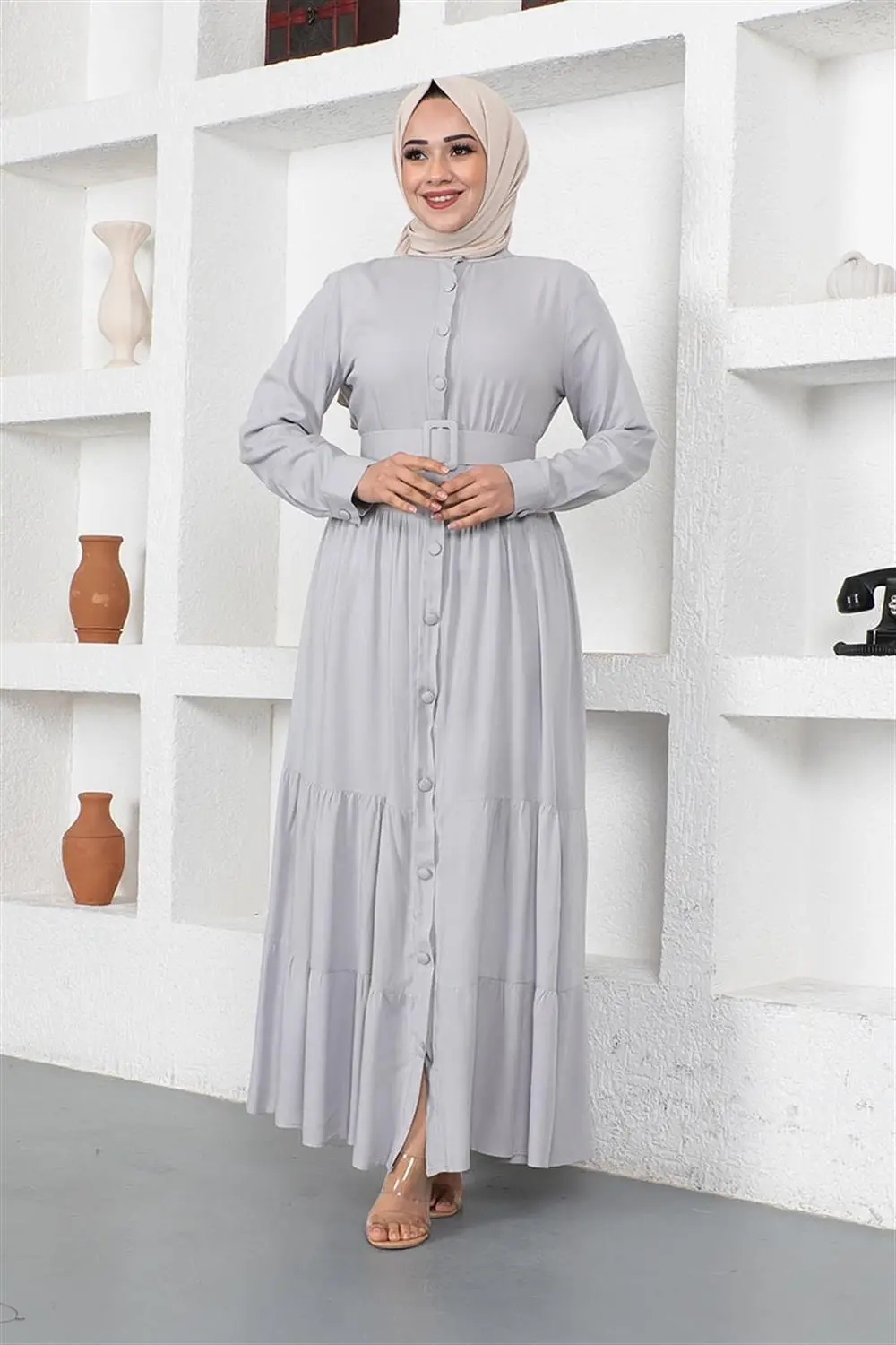 Buttoned Hijab Dress-detail