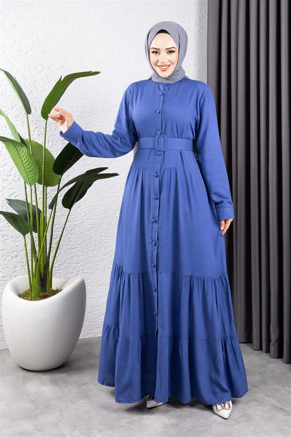 Düğmeli Tesettür Elbise-detail