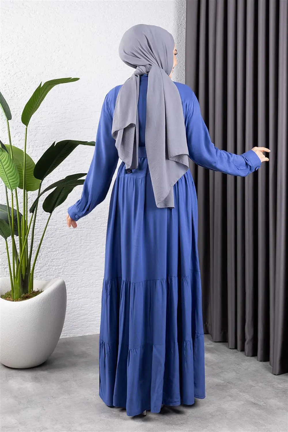 Düğmeli Tesettür Elbise-detail