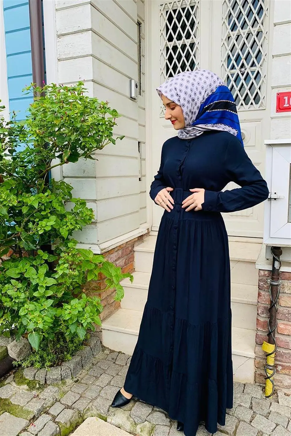 Düğmeli Tesettür Elbise-detail