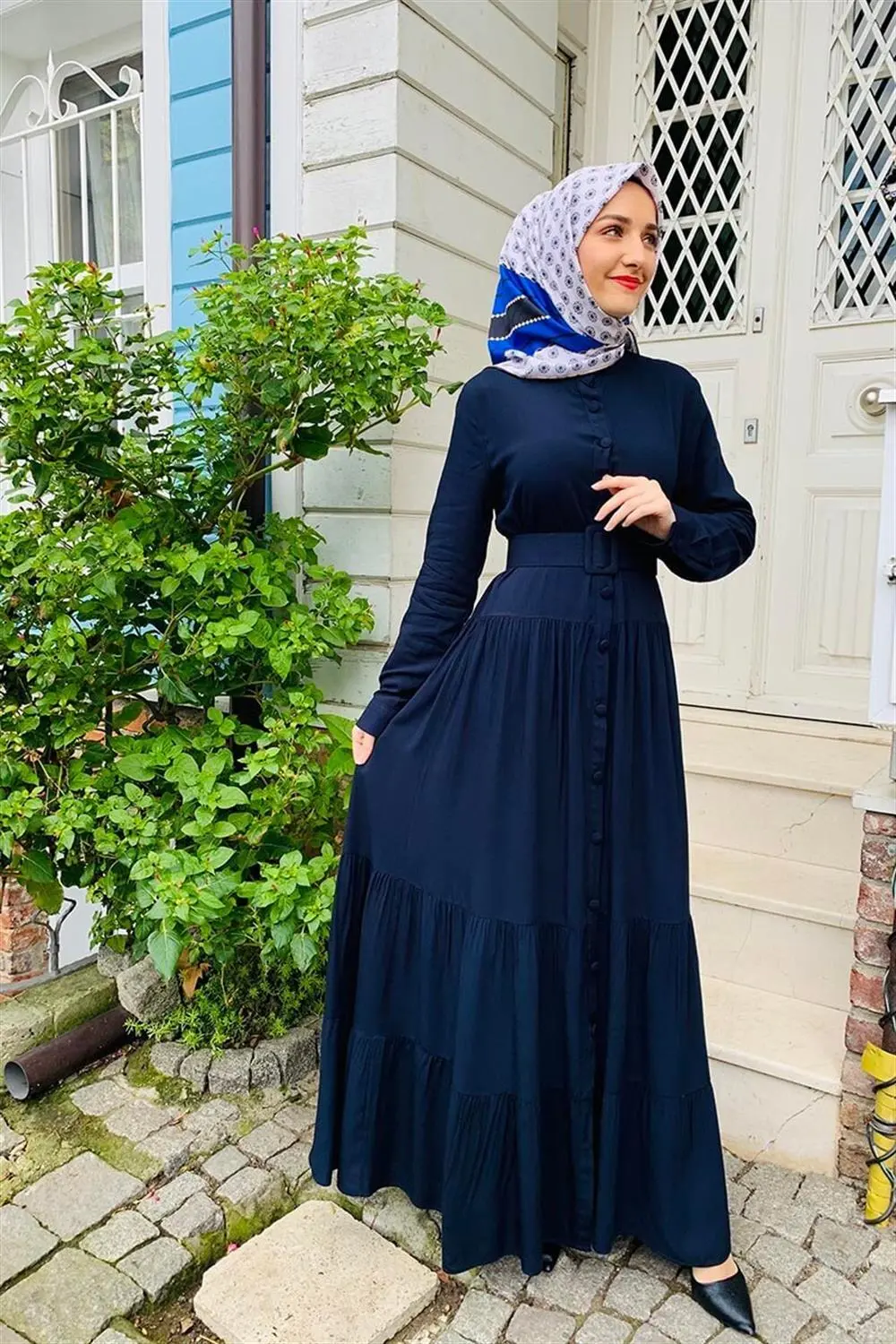 Düğmeli Tesettür Elbise-detail