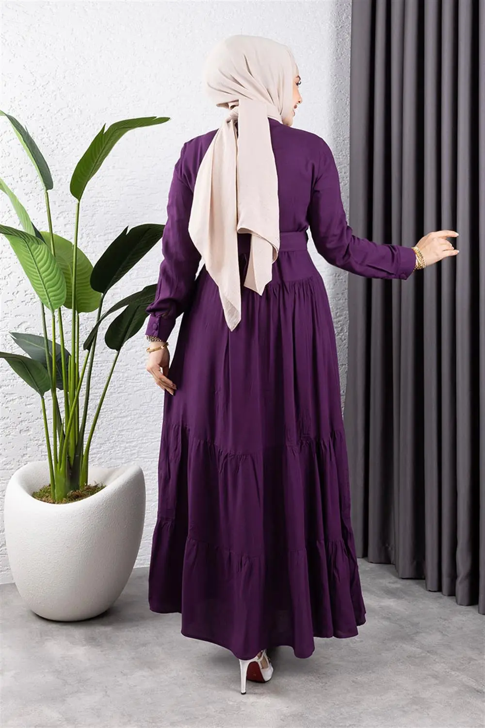 Düğmeli Tesettür Elbise-detail