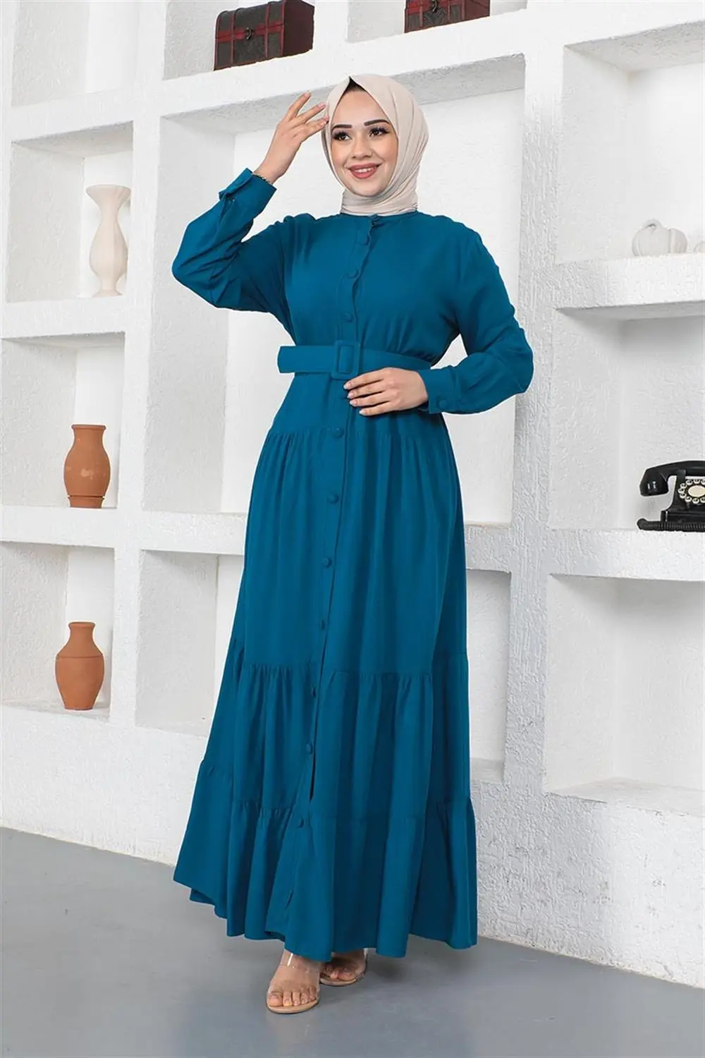 Buttoned Hijab Dress-detail