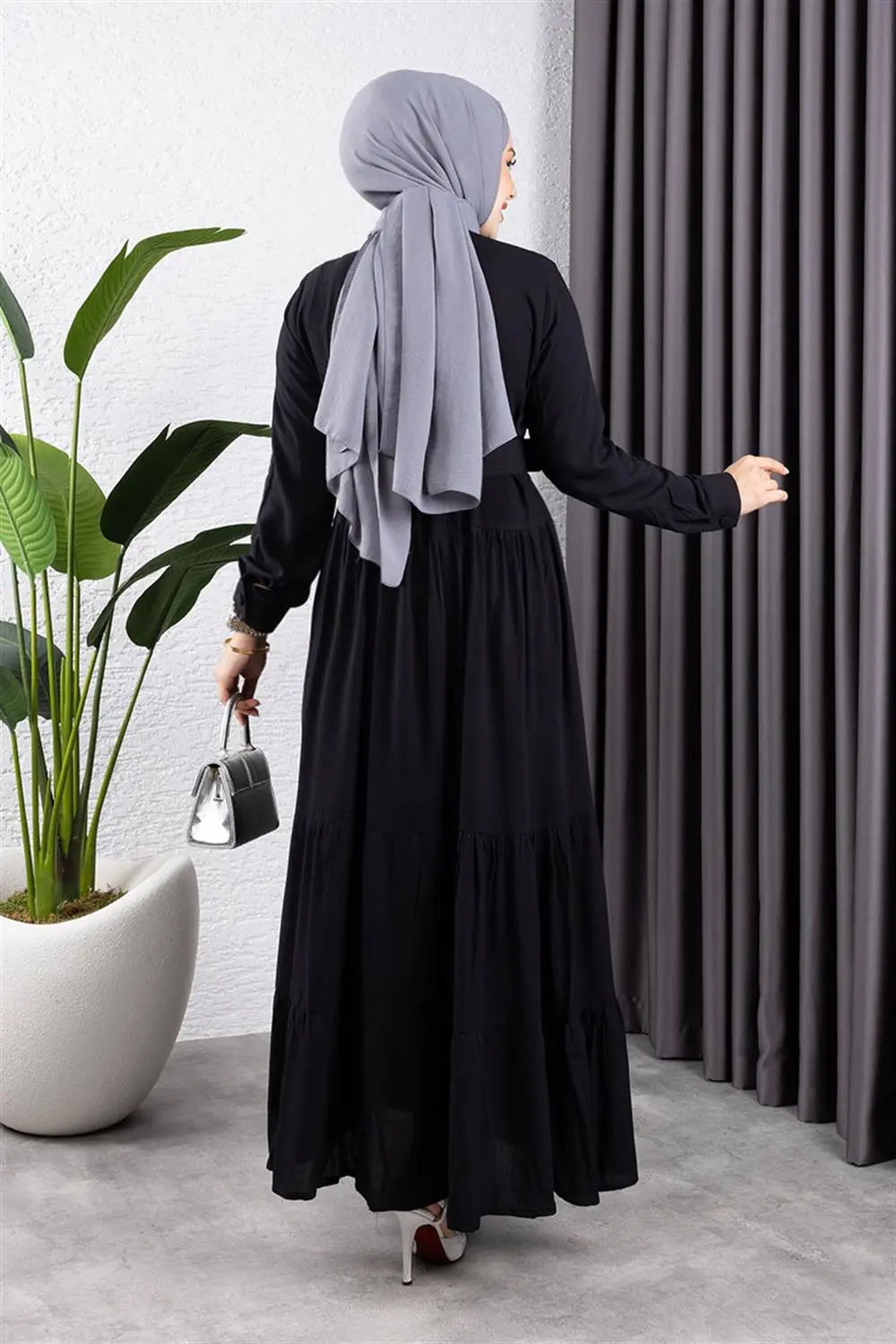 Düğmeli Tesettür Elbise-detail