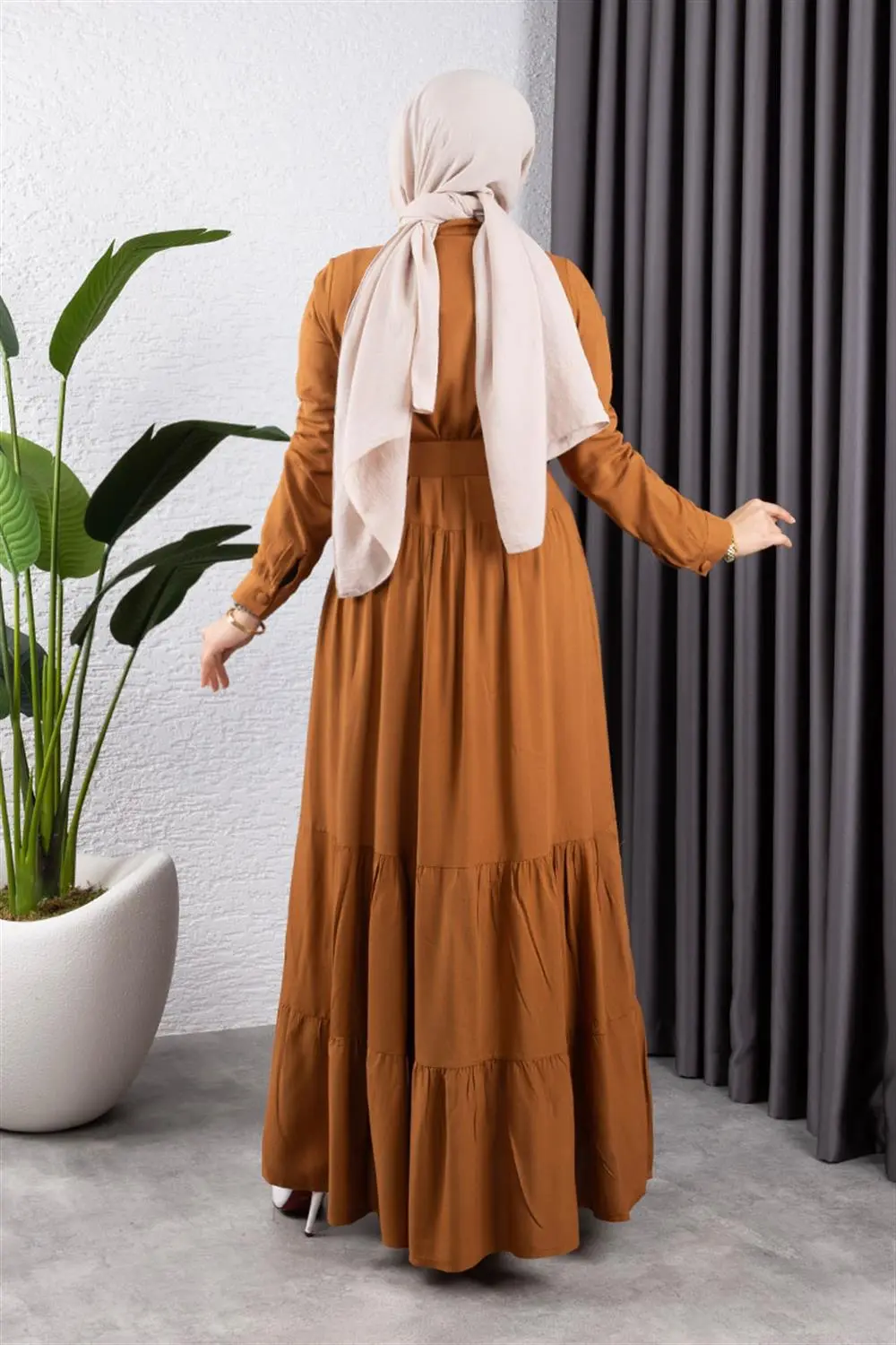 Düğmeli Tesettür Elbise-detail