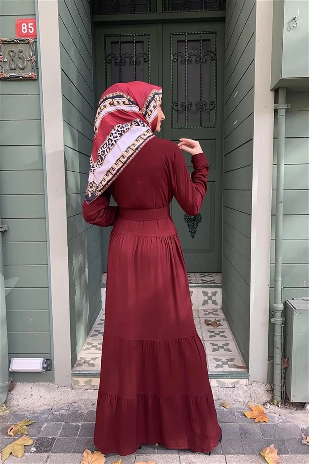 Düğmeli Tesettür Elbise-detail