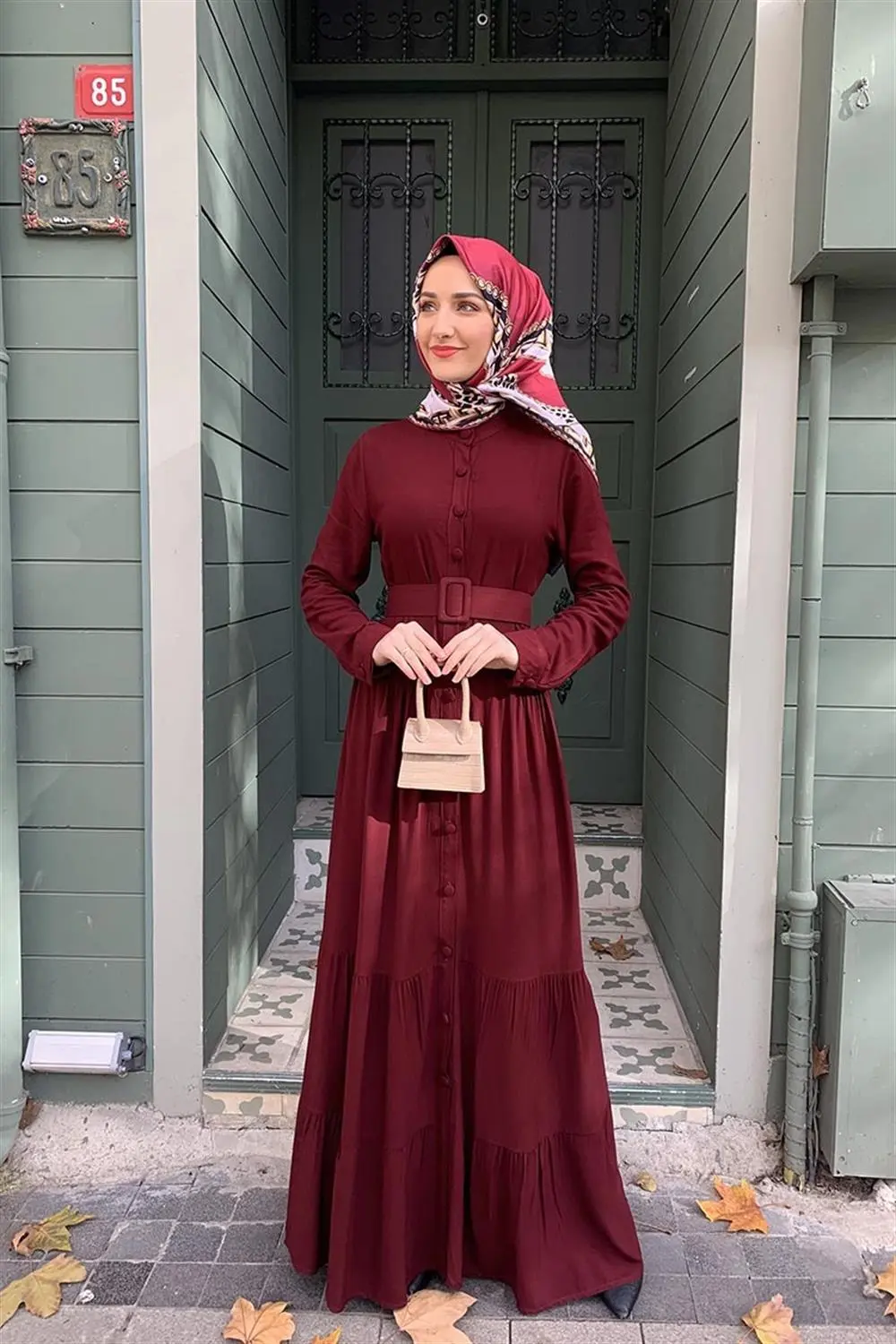 Düğmeli Tesettür Elbise-detail