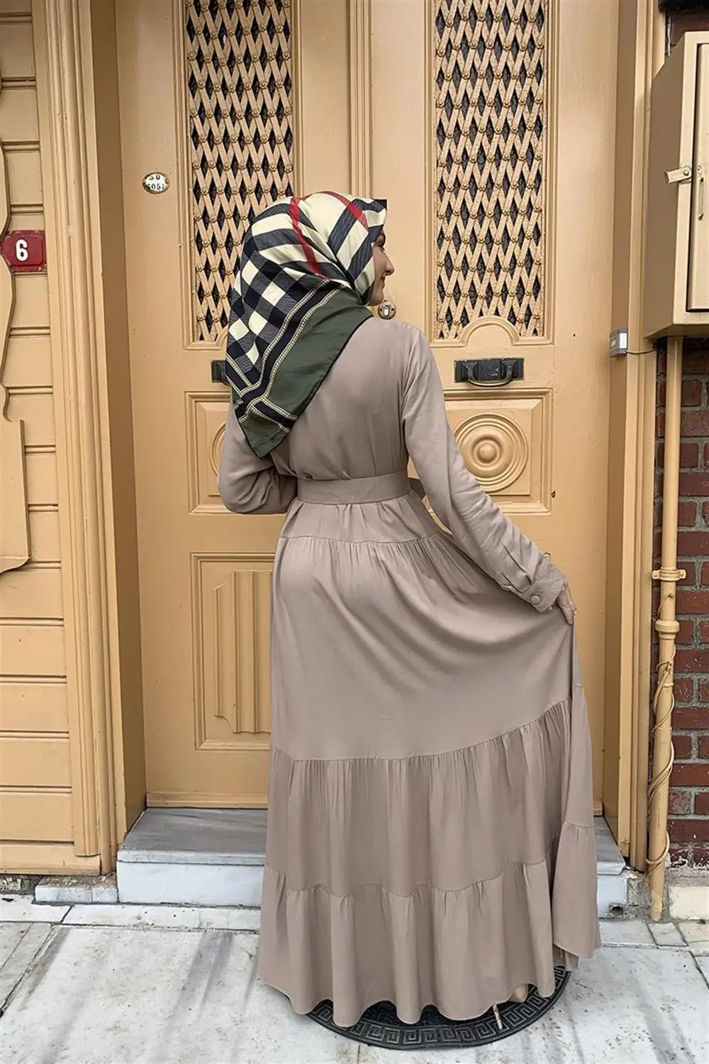 Düğmeli Tesettür Elbise-detail