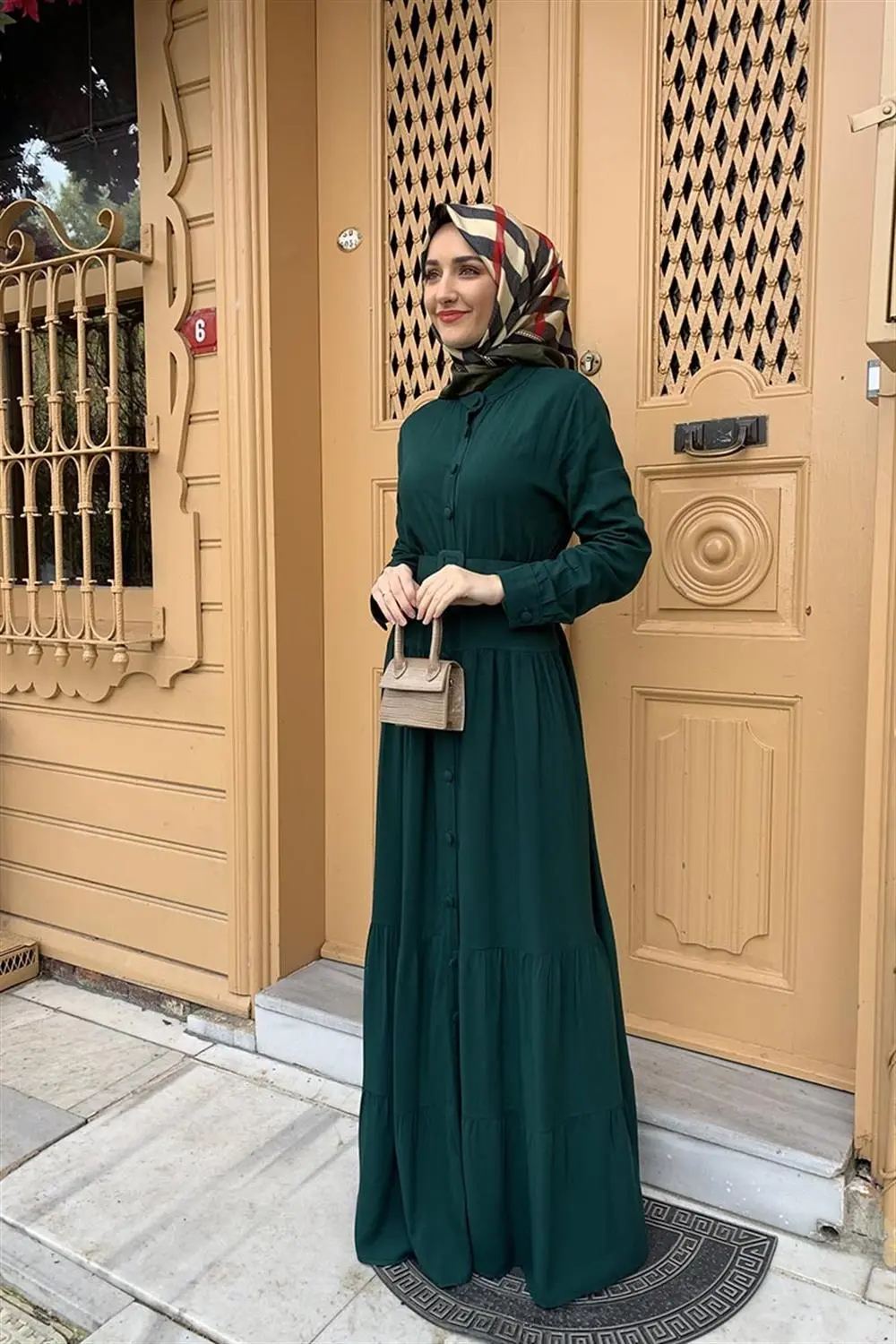 Düğmeli Tesettür Elbise-detail