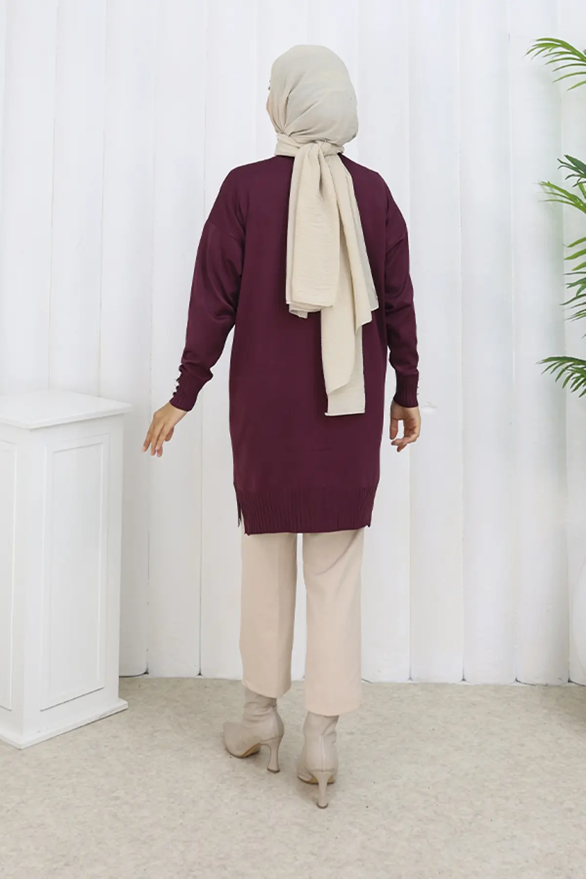 Düğmeli Uzun Merserize Hırka-detail