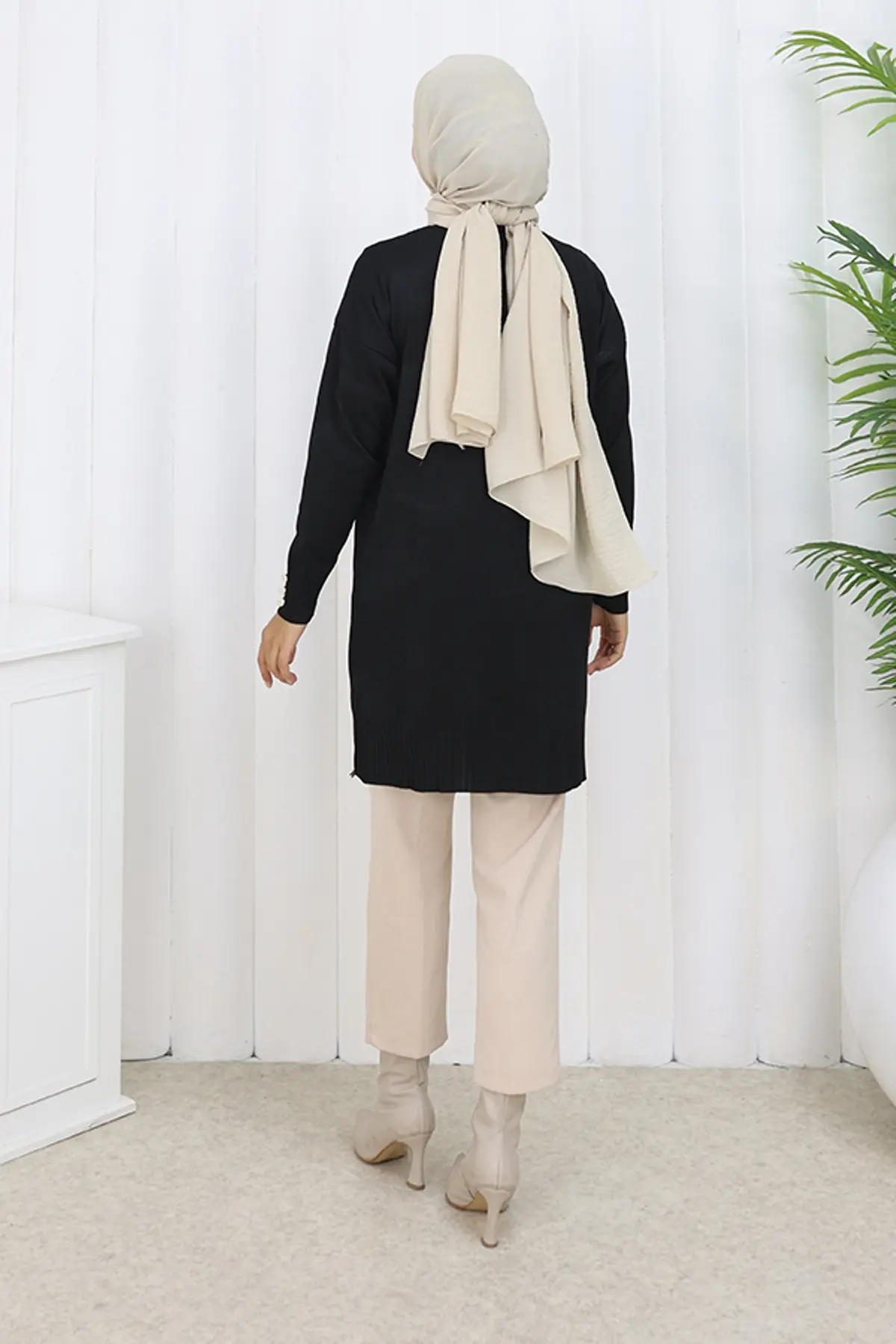 Düğmeli Uzun Merserize Hırka-detail