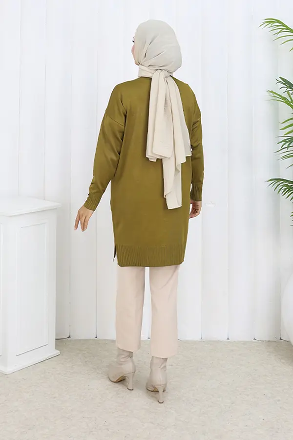 Long Mercerized Cardigan With Buttons-detail