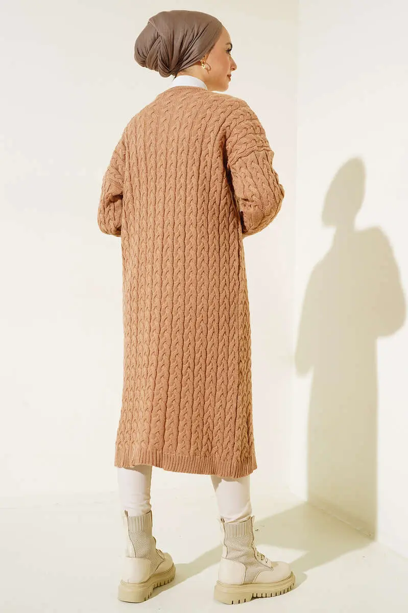 Düğmeli Uzun Triko Hırka-detail