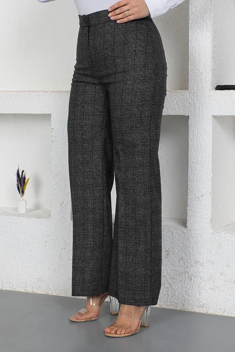 Ekose Bol Paça Pantolon-detail