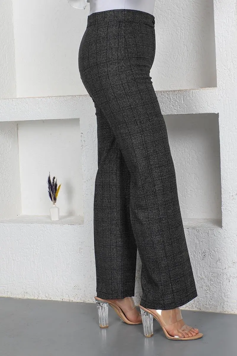 Ekose Bol Paça Pantolon-detail