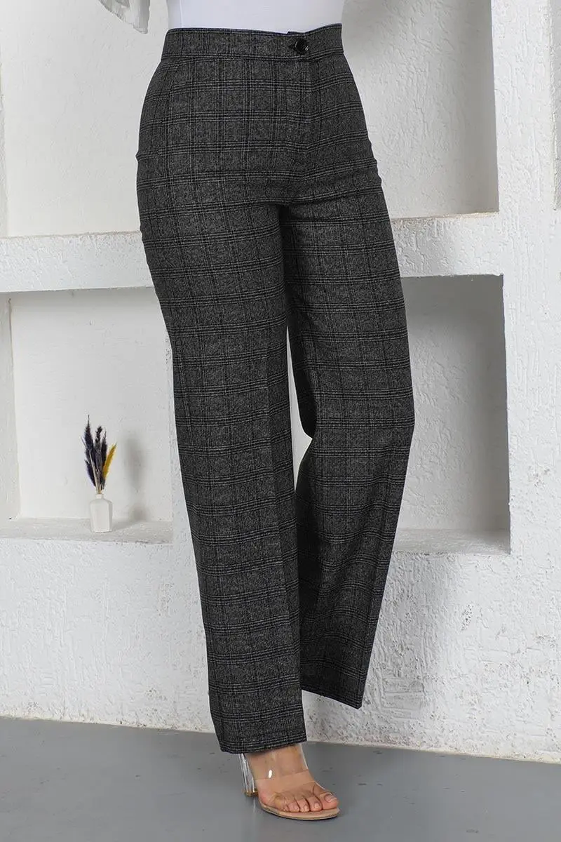 Ekose Bol Paça Pantolon-detail