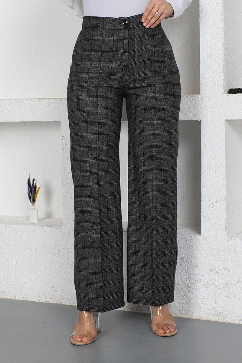 Plaid Wide Leg Trousers