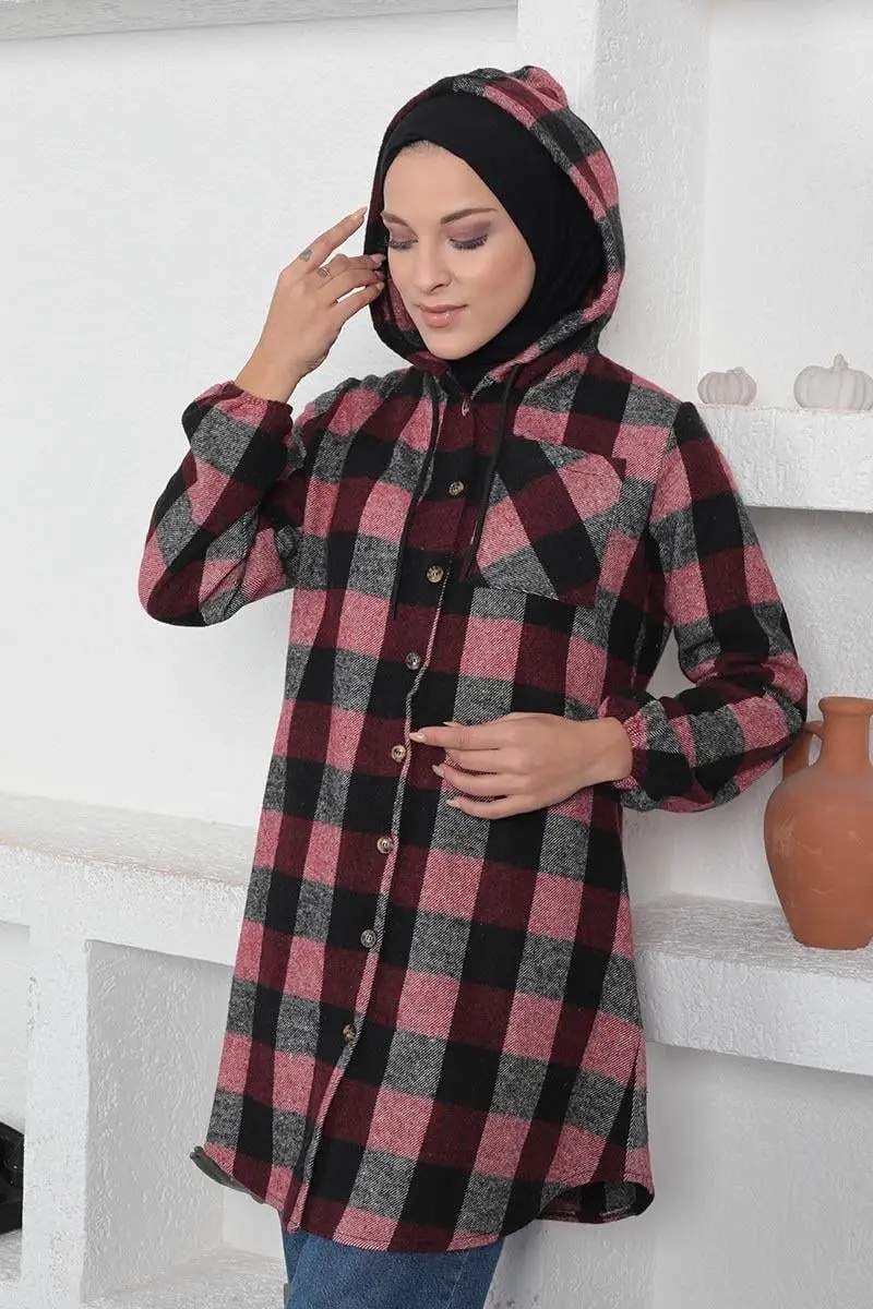 Ekose Desenli Tesettür Kap-detail