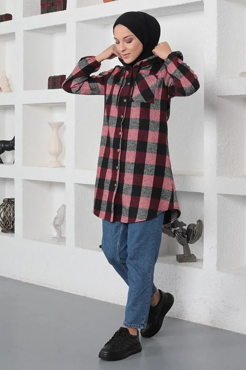 Ekose Desenli Tesettür Kap-detail