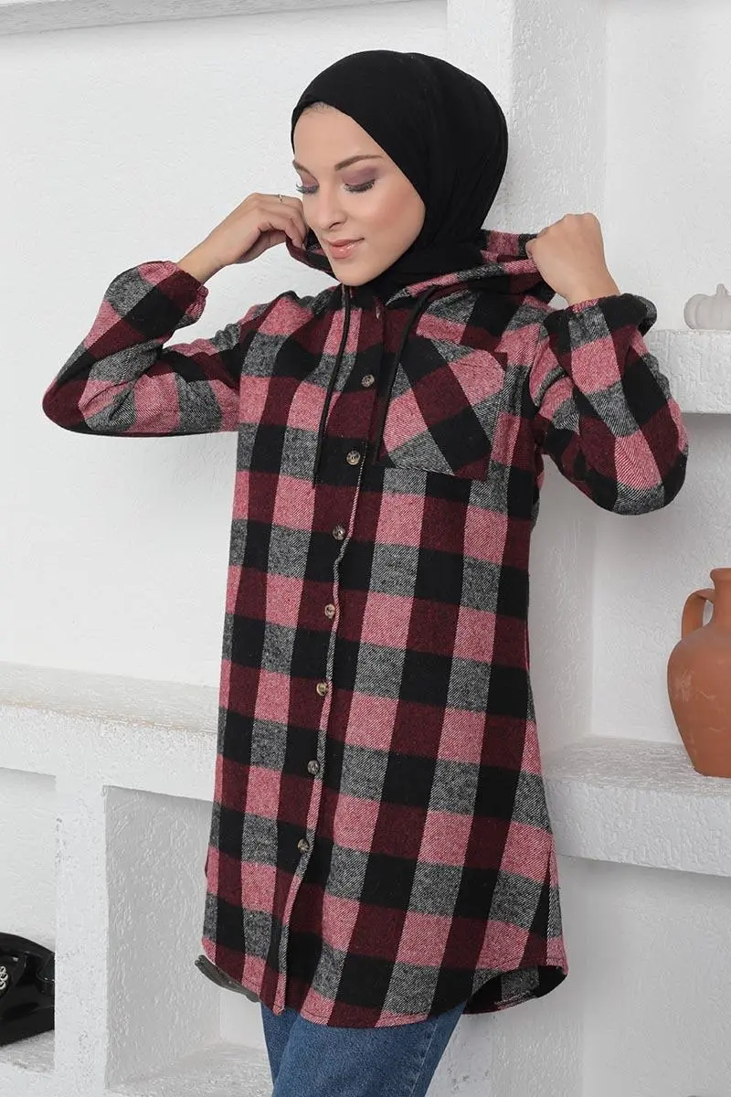 Ekose Desenli Tesettür Kap-detail