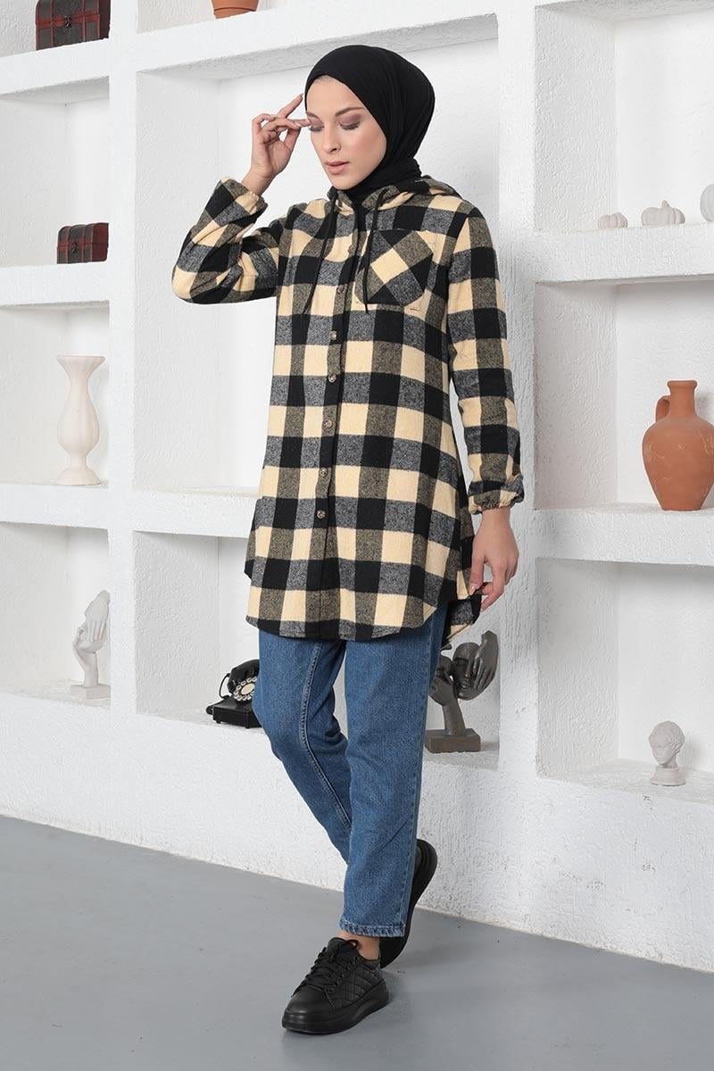 Plaid Patterned Hijab Cap