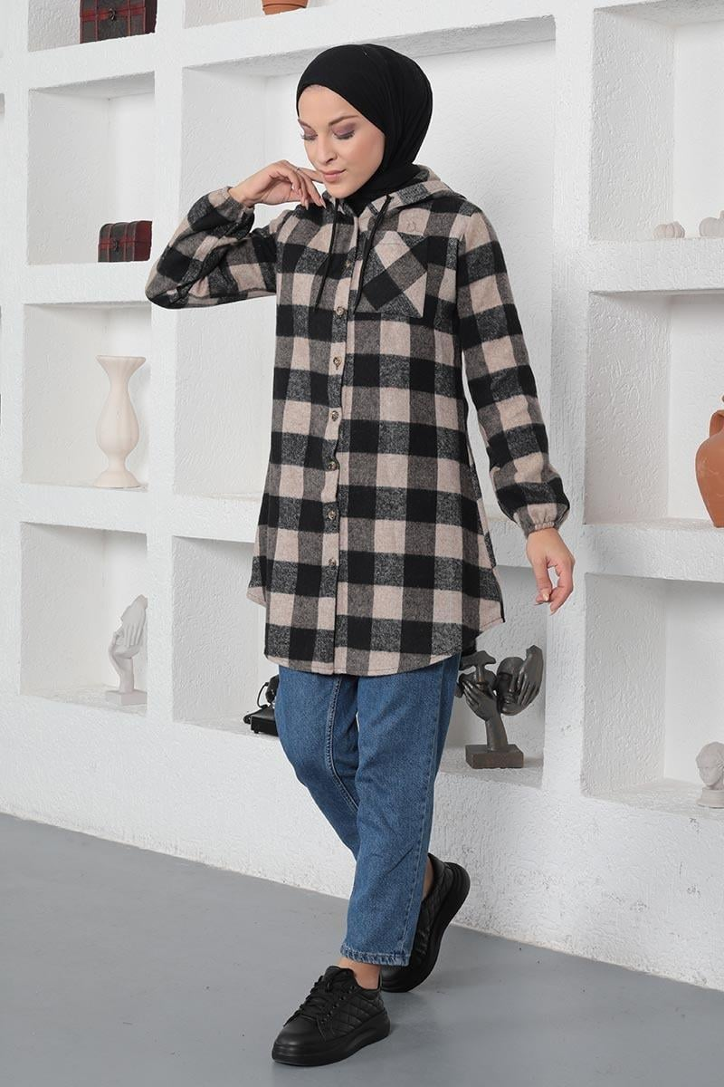 Plaid Patterned Hijab Cap