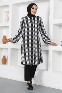 Ekose Viskon Gömlek Ekru