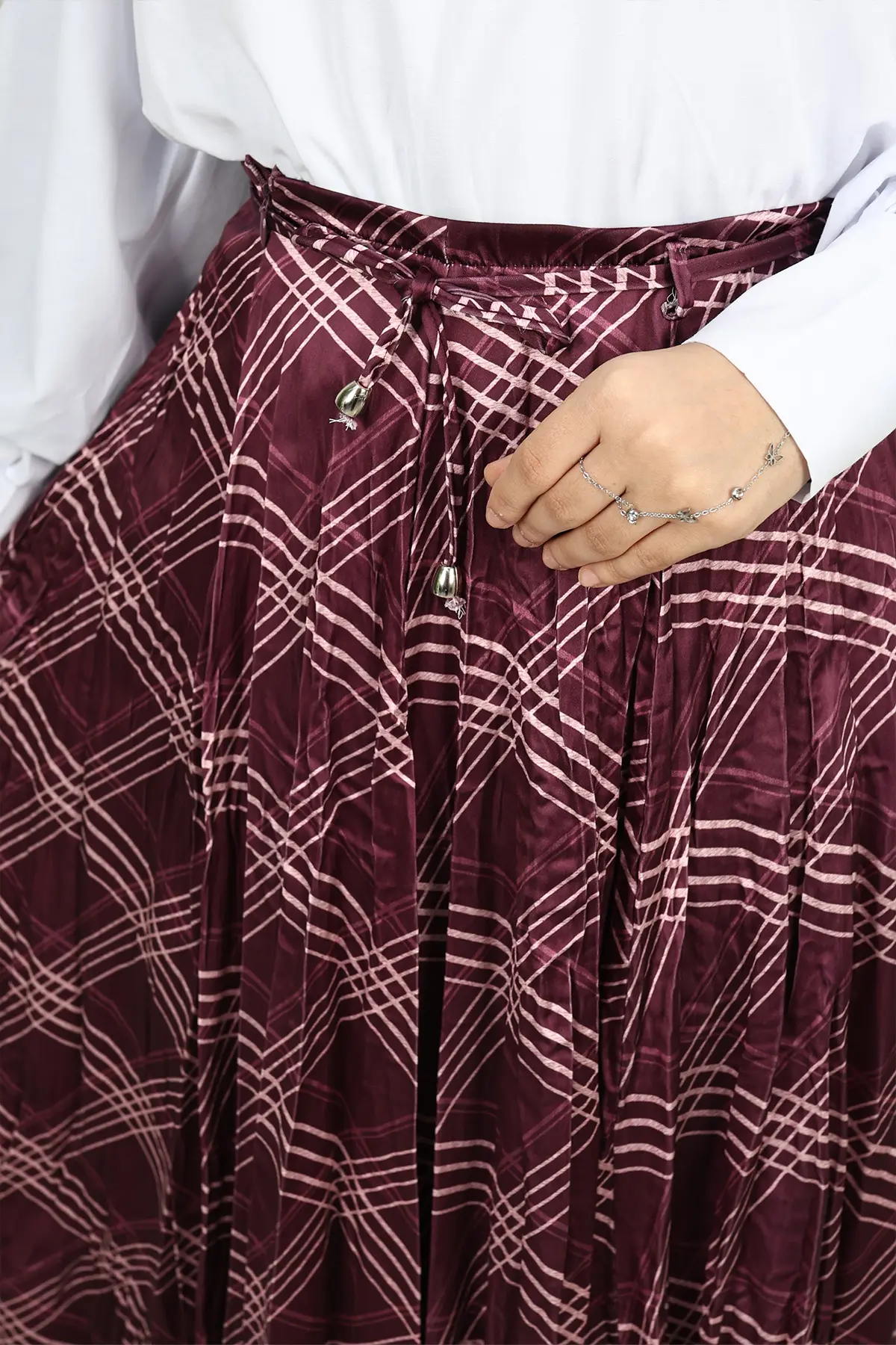 Ekoseli Asimetrik Etek-detail