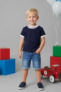 Erkek Çocuk Baskılı Yakalı Tişört Ve Denim Şort Ikili Takım