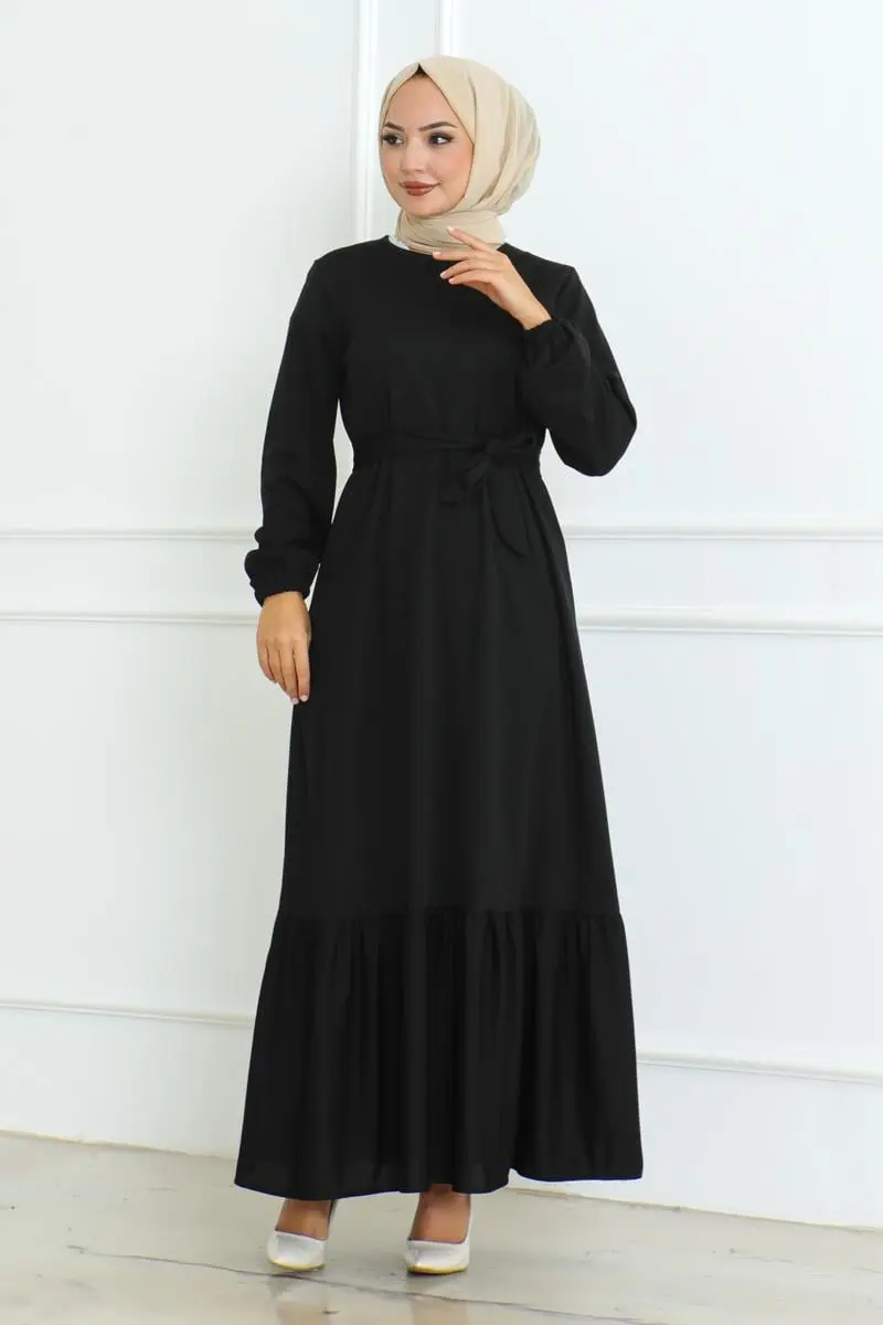 Frilled Skirted Crepe Dress-detail